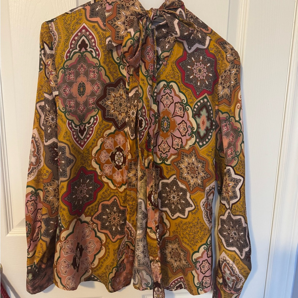Zara Women's Top with Vibrant Multicolor Pattern